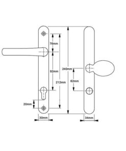 Alternative view of Pro Secure TS007 2* Lever Moveable Pad UPVC Multipoint Door Handles - 92/62mm PZ Sprung 212mm Screw Centres