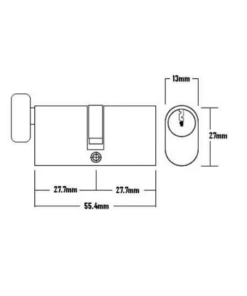 Alternative view of Oval Key and Turn Cylinders for Patio Doors