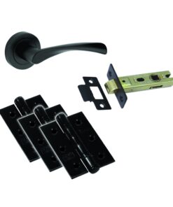 Internal Fire Door Pack - Stirling (3pcs Ce7 75mm Tub Latch) 76mm Matt Black Pack
