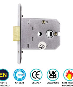 Flat Mortice Latch - Ce / Certifire / Fd / En12209 - Hang Up Box 76mm Electro Brass Each