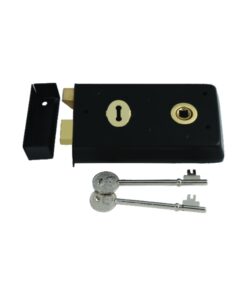 Narrow Style Rim Lock 140 X 76mm Epoxy Black Each