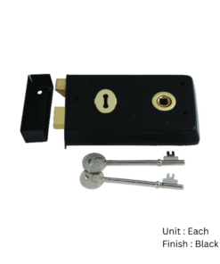 Narrow Style Rim Lock 140 X 76mm Epoxy Black Each