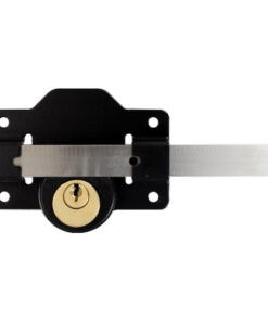Long Throw Gate Lock - Double - To Pass 70mm Cyl Epoxy Black Each