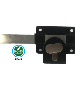 Long Throw Euro Cylinder Gate Lock Single C/W Key & Turn Cyl Epoxy Black Each