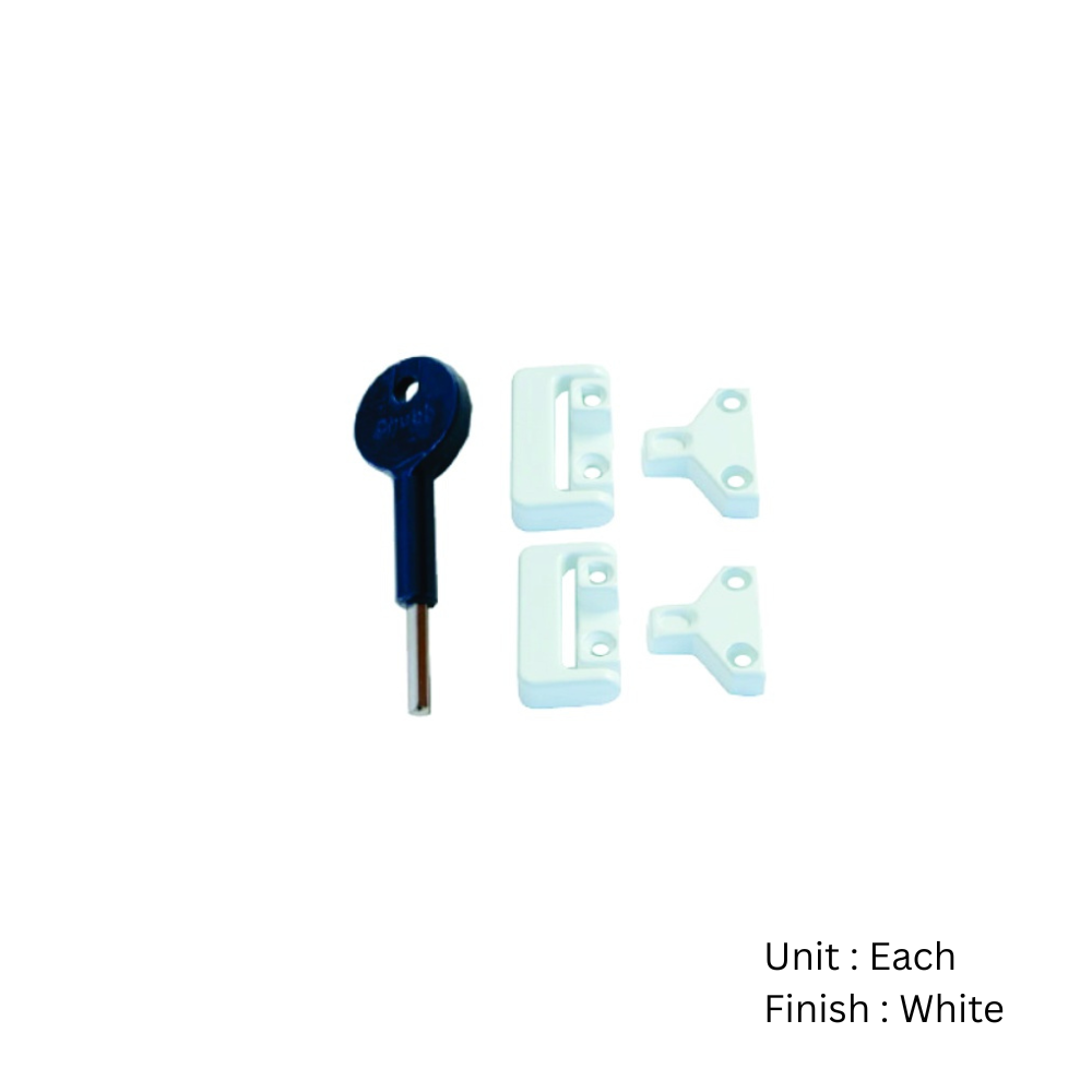 Window Toggle Lock Metal - 2 + Key (8k106) Epoxy White Each