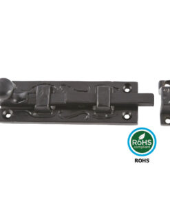 Black Antique Door Bolt With Knob - Straight 75mm and 100 Epoxy Black Each