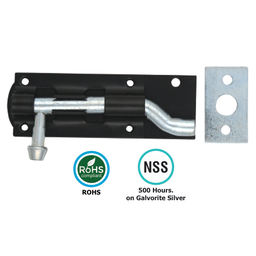 Necked Tower Bolt - Prepack Epoxy Black and Galvorite Silver Finish with Different Sizes Each