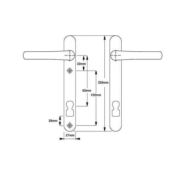 Invincible Surefire Lever Lever UPVC Multipoint Door Handles - 92mm PZ 122mm Screw Centres 2 Invincible Surefire Lever Lever UPVC Multipoint Door Handles - 92mm PZ 122mm Screw Centres - Image 2