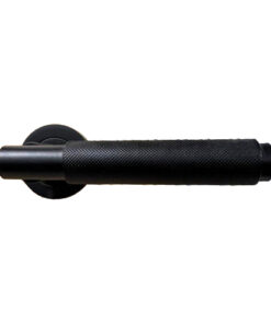 Lancaster Round Lever On Rose Matt Black Set