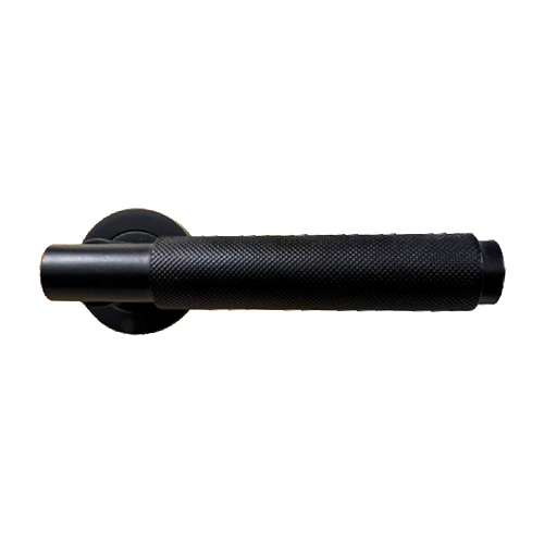 Lancaster Round Lever On Rose Matt Black Set