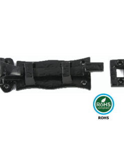 Black Antique Straight Door Bolt - Curly Tail 76mm Epoxy Black Each