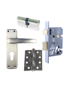 Alm. Euro Pack (Alm. Lock Handle, Euro Lock 3", 40/40 K/T Cyl, Ce11 4" Hinges) Chrome Plated Pack