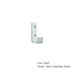 125mm Satin Stainless Steel Robe Hook  Each