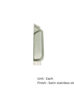Stainless Steel Pull Handle On Plate - Brass Insert - Pull 225/300 X 19mm Satin Stainless Each