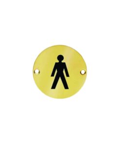 Brass Circular Sign - Male 76mm Polished And Lacquered Each