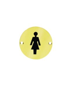 Brass Circular Sign - Female 76mm Polished And Lacquered Each