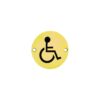 Brass Circular Sign - Disabled 76mm Polished And Lacquered Each