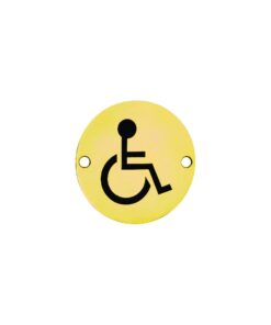 Brass Circular Sign - Disabled 76mm Polished And Lacquered Each