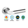 Alnwick Round Rose Latch Polished/Satin Chrome and Matt Black Set