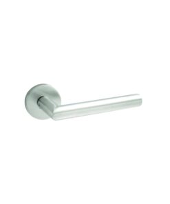 Stainless Steel Round Rose Latch - Mitred Satin Stainless Set