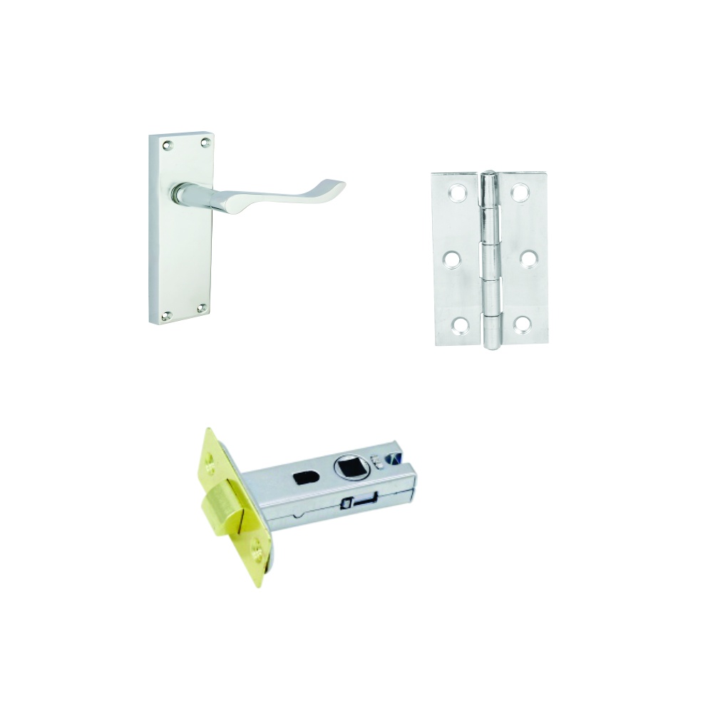 Contract Victorian Scroll Internal Latch Pack - Zinc Satin Chrome Pack 1 Contract Victorian Scroll Internal Latch Pack - Zinc Satin Chrome Pack