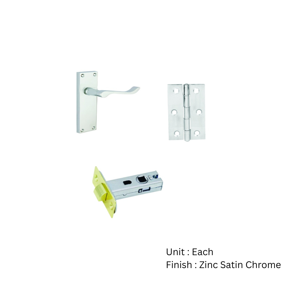 Contract Victorian Scroll Internal Latch Pack - Zinc Satin Chrome Pack 2 Contract Victorian Scroll Internal Latch Pack - Zinc Satin Chrome Pack