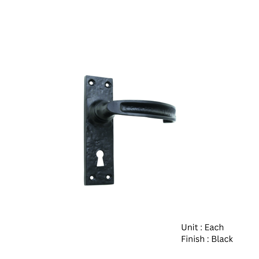 Black Antique Narrow Lock Furniture - Durham 151 X 41mm Epoxy Black Set