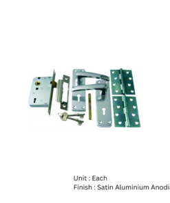 Aluminum Whitworth 3 Lever Lock (100mm Hinges) Satin Anodised Set
