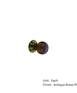 Rosewood Beehive Wooden Mortice Knob 55mm Antique Brass Plate Set
