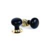 Ebony Bun Wooden Mortice Knob 55mm Antique Brass Plate Set