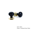 Ebony Bun Wooden Mortice Knob 55mm Antique Brass Plate Set