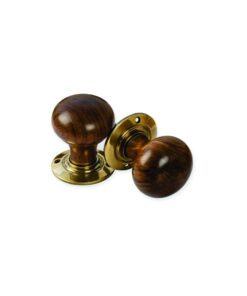 Rosewood Bun Wooden Mortice Knob 55mm Antique Brass Plate Set