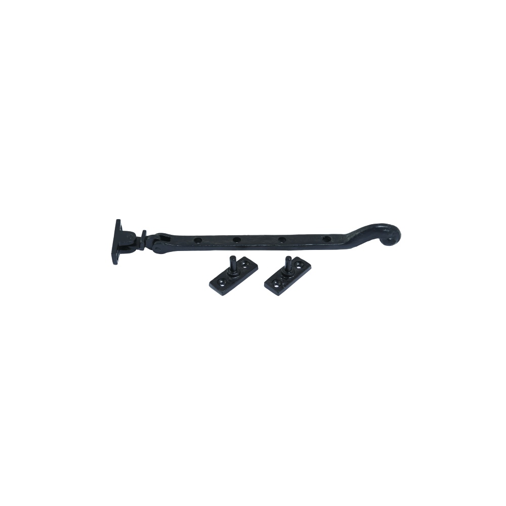 Black Antique Casement Stay - Solid Pattern 250mm Epoxy Black Each