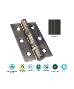 Mild Steel 2 Ball Bearing Hinge - CE7 1 1/2 Pair C/W Intumescent 76 X 51mm Pads With Bright Zinc and Polished Chrome Finish