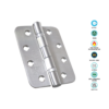 Stainless Steel Ball Bearing Hinge - Pair - CE13 Radius Corner 100 X 76 X 3mm with Satin and Polished Finish