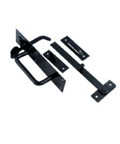 Suffolk Latch 200mm Epoxy Black and Bright Zinc Plated Set