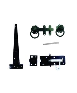 Single Gate Set With Ring Gate Latch, Tee Hinges and Pad Bolt 400mm / 127mm Set