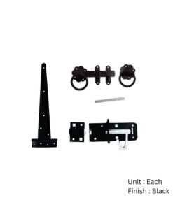 Single Gate Set With Ring Gate Latch, Tee Hinges and Pad Bolt 400mm / 127mm Set