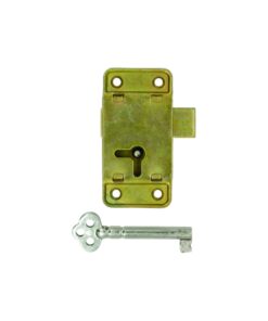 Wardrobe Lock C/W 1 Key 55mm Electro Brass Each