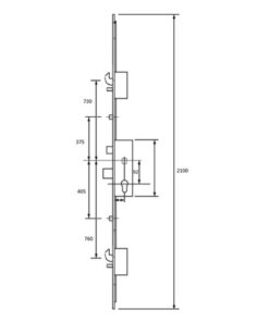 Alternative view of C-TS Latch Deadbolt 2 Hooks 2 Rollers Split Spindle 16mm/24mm Top Hat Faceplate Multipoint Door Lock