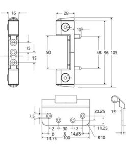 Alternative view of Haven Intelligent Strength Hinges for Composite or Timber (3R10 version)