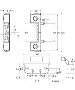 Alternative view of Haven Intelligent Strength Hinges for Composite or Timber (4R16 version)
