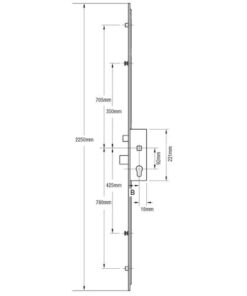 Alternative view of Latch Deadbolt 2 Rollers 2 Mushrooms Split Spindle Multipoint Door Lock - Option 1 (top roller to spindle = 730mm)