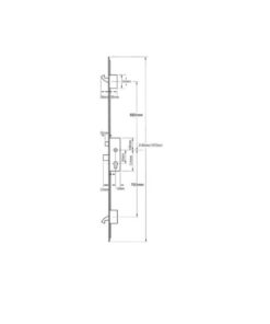 Alternative view of Latch Deadbolt 2 Small Hooks Split Spindle Multipoint Door Lock - 20mm Faceplate - Option 3 (top hook to spindle = 680mm)