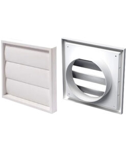 Gravity Vent For 100mm Duct - C/W Flyscreen 140mm X 140mm White Pvc and Brown Each