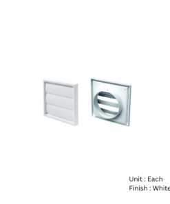 Gravity Vent For 100mm Duct - C/W Flyscreen 140mm X 140mm White Pvc and Brown Each