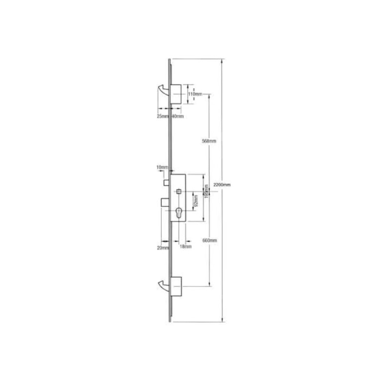 Europa Latch Deadbolt 2 Hooks Lift Lever Multipoint Door Lock 2 Europa Latch Deadbolt 2 Hooks Lift Lever Multipoint Door Lock - Image 2