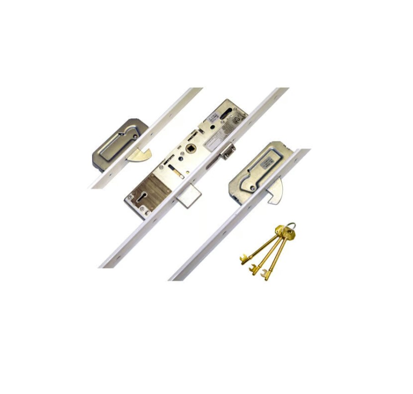 Vectis Latch Deadbolt 2 Hooks Split Spindle Flat 44mm White Faceplate Multipoint Door Lock 1 Vectis Latch Deadbolt 2 Hooks Split Spindle Flat 44mm White Faceplate Multipoint Door Lock