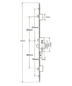 Alternative view of Latch Deadbolt 2 Hooks 2 Rollers Double Spindle Multipoint Door Lock (top roller to spindle = 675mm) - Shootbolt Compatible