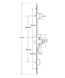 Alternative view of Latch Deadbolt 2 Hooks 2 Rollers Double Spindle Multipoint Door Lock (top roller to spindle = 730mm) - Shootbolt Compatible